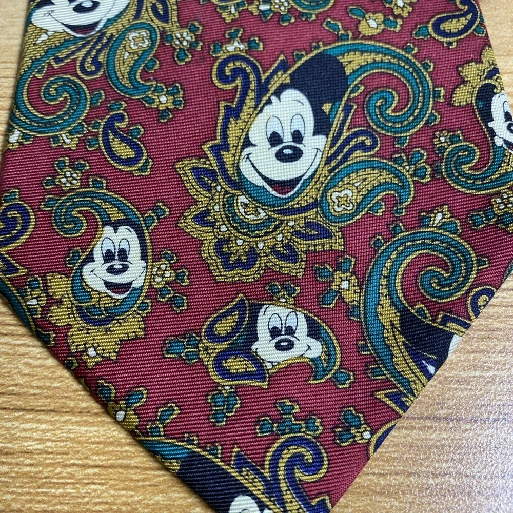 Disney Mickey Mouse Silk Necktie Balancine Paisley Multicolor Handmade